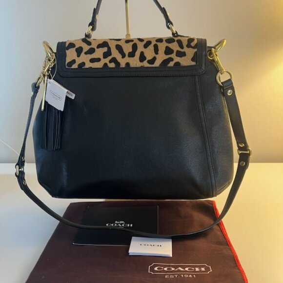 Coach Park Ocelot Hair Calf Leather Flap Satchel Shoulder Bag - Picture 7 of 8